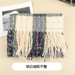 New Maillard faux cashmere checkered scarf for women, thickened warm shawl for autumn and winter, solid-color student scarf
