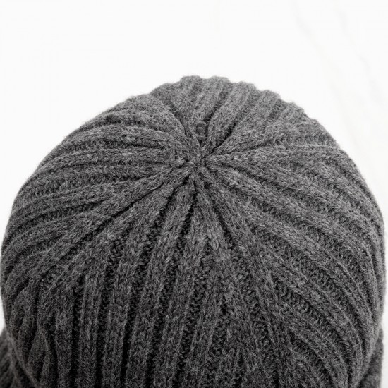 Winter European And American Dome Men's And Women's Hat Simple Joker Knitted Wool Beanless Fleece-lined Double Outdoor Warm Hat