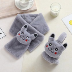 New autumn and winter strawberry thickened plush scarf hat, adult gloves and scarf integrated warm rabbit fur two-piece set