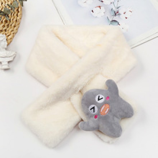 Children's scarves, plush imitation rabbit fur, autumn and winter boys and girls' scarves, thickened and warm cartoon scarves for students and babies