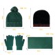 European And American Ladies Winter Wool Ab Yarn Knitting Plus Fluff Ball Double Hat Scarf Gloves Three-piece In Stock