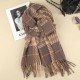 A Korean-style checkered color-blocking faux cashmere scarf with a winter atmosphere, a thickened warm shawl for women, tassels, and a student scarf