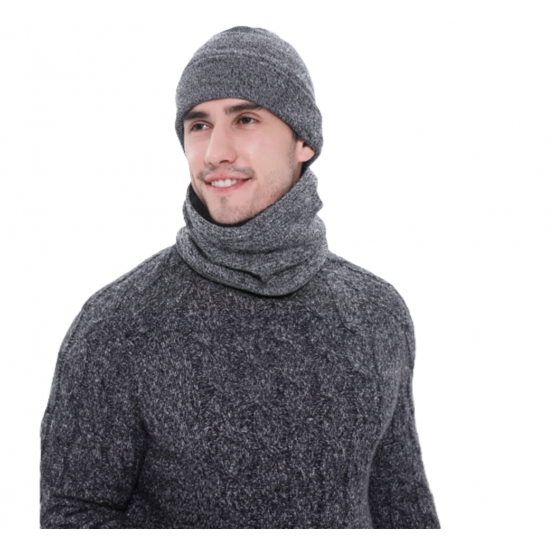 Cross-border Winter Amazon European And American Wool Scarf Thickened Warm Knitted Hat Scarf Gloves Three-piece Set