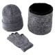 Cross-border Winter Amazon European And American Wool Scarf Thickened Warm Knitted Hat Scarf Gloves Three-piece Set